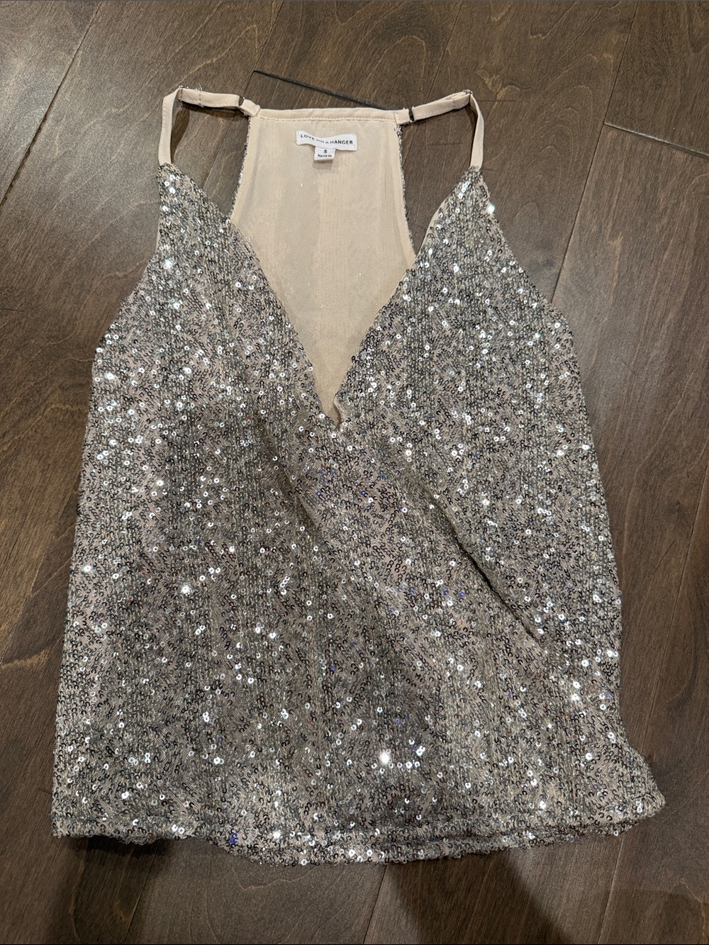 love on a hanger Silver Sequin V-Neck Tank